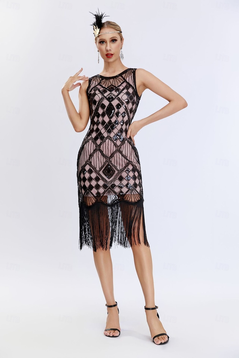 Retro Vintage Roaring 20s 1920s Flapper Dress Dress Christmas Party Dress The Great Gatsby Sequins Tassel Fringe Heart Women's Carnival Masquerade Wedding Wedding Guest Event / Party Adults' Dress 2025 - $41.99 –P5