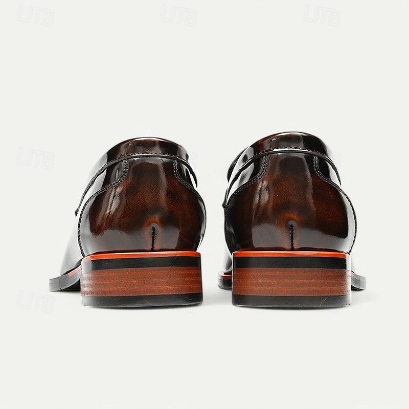 Mocasines negros sin cordones de piel de vacuno de primera calidad para hombre con detalles en naranja en contraste, estilo formal para negocios y eventos especiales 2026 - $109.99 –P7