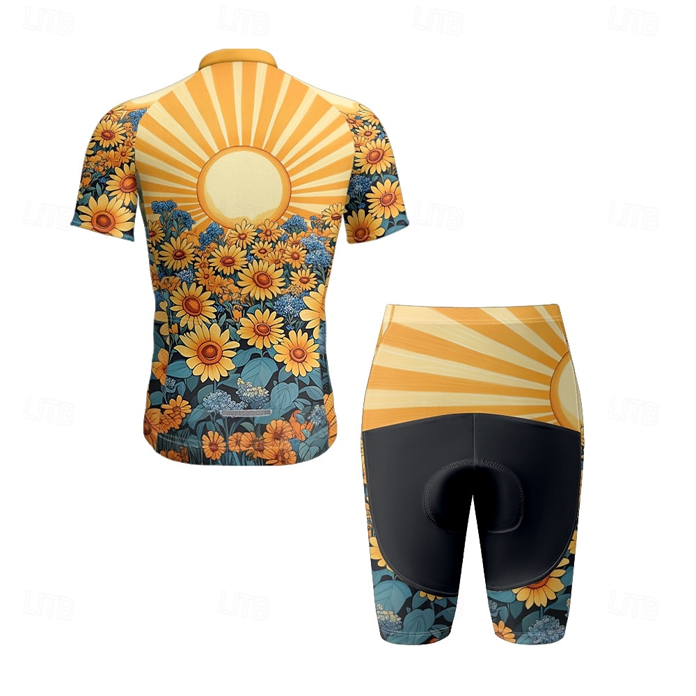 Herr Cykeltröja med shorts Kortärmad Bergscykling Vägcykling Svart Vit Gul Blommig Botanisk Cykel Elastan sporter Blommig Botanisk Kläder 2025 - $38.39 –P8