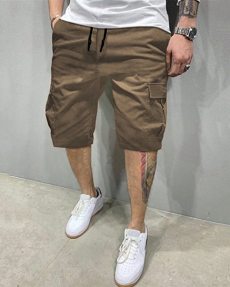Homens Bermuda Cargo Calção Shorts de Trilha Com Cordão Cintura elástica Bolso multi Tecido Vestível Comprimento do joelho Ao ar livre Diário Acampar e Caminhar Moda Clássico ダークカーキ Exército verde de 2025 por $16.49 –P6