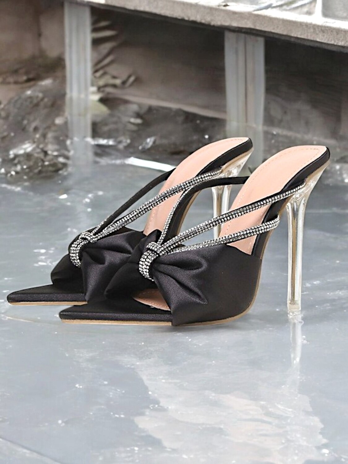 sandale de damă cu toc cu fundă, din satin, din satin, roz aprins – pantofi stiletto cu vârf ascuțit, glamour, pentru ținute de petrecere și de seară 2026 - $46.99 –P4