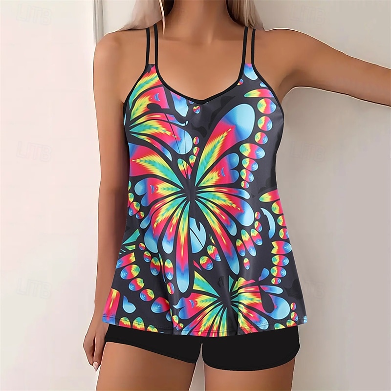 Dam Tankini Tvådelad baddräkt Brottarrygg Badkläder Badkläder Gul Blå Andningsfunktion Snabb tork Lättvikt Ärmlös - Simmning Surfing Strand Sommar Vår 2025 - $25.99 –P4