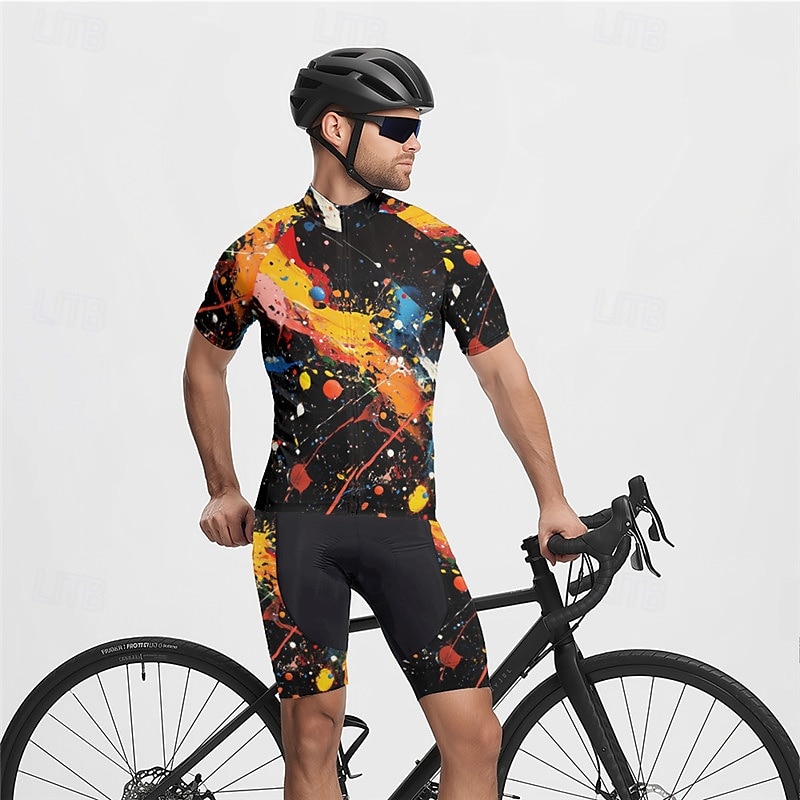 Miesten Pyöräily jersey ja shortsit Graffiti Lyhythihainen Pyörä Liikunta-asut 3 takataskulla Maastopyöräily Maantiepyöräily Etuvetoketju Hikeä siirtävä Mukava Hengittävä Urheilu Musta Keltainen 2025 - $47.99 –P19