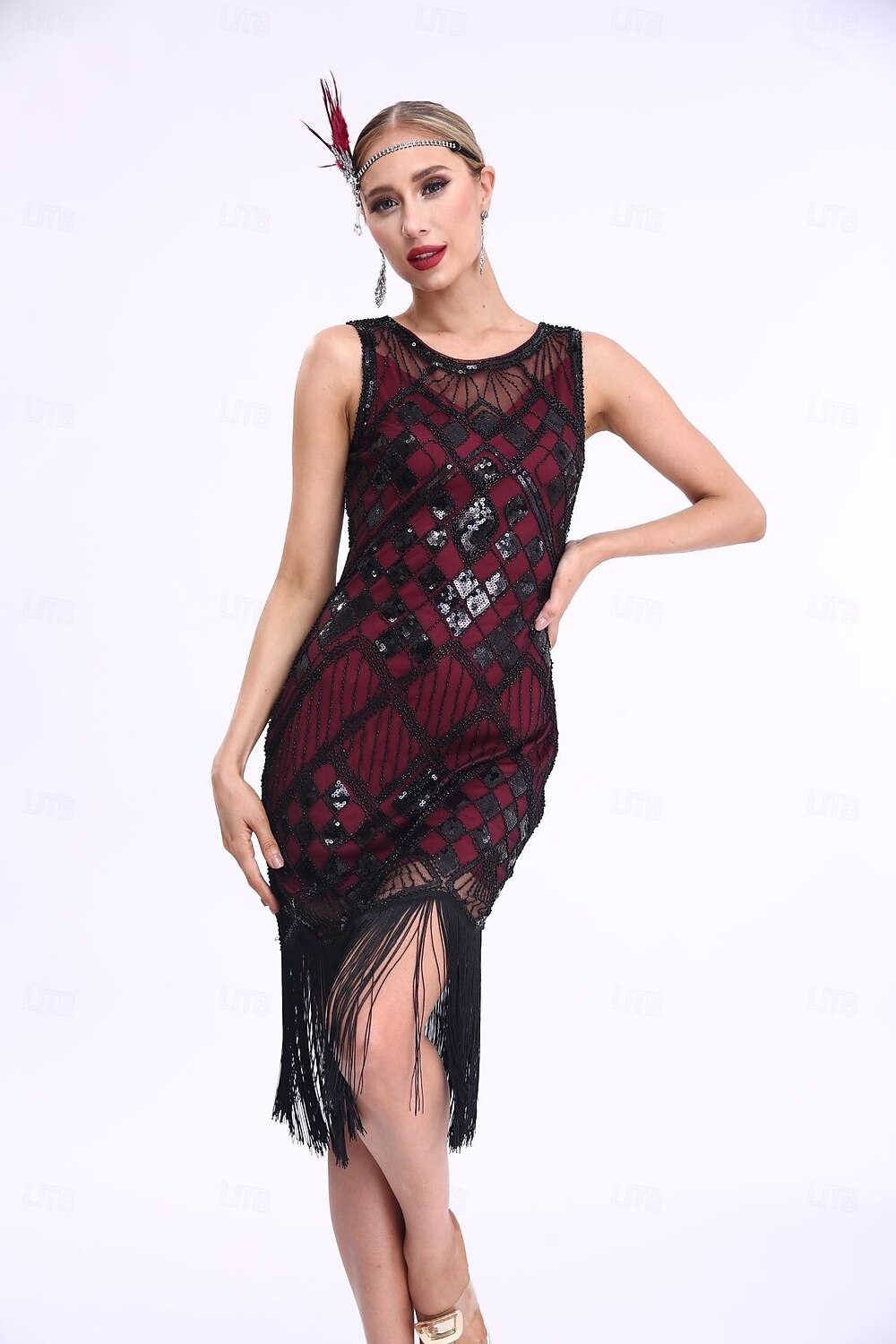 Retro Vintage Roaring 20s 1920s Flapper Dress Dress Christmas Party Dress The Great Gatsby Sequins Tassel Fringe Heart Women's Carnival Masquerade Wedding Wedding Guest Event / Party Adults' Dress 2025 - $41.99 –P2