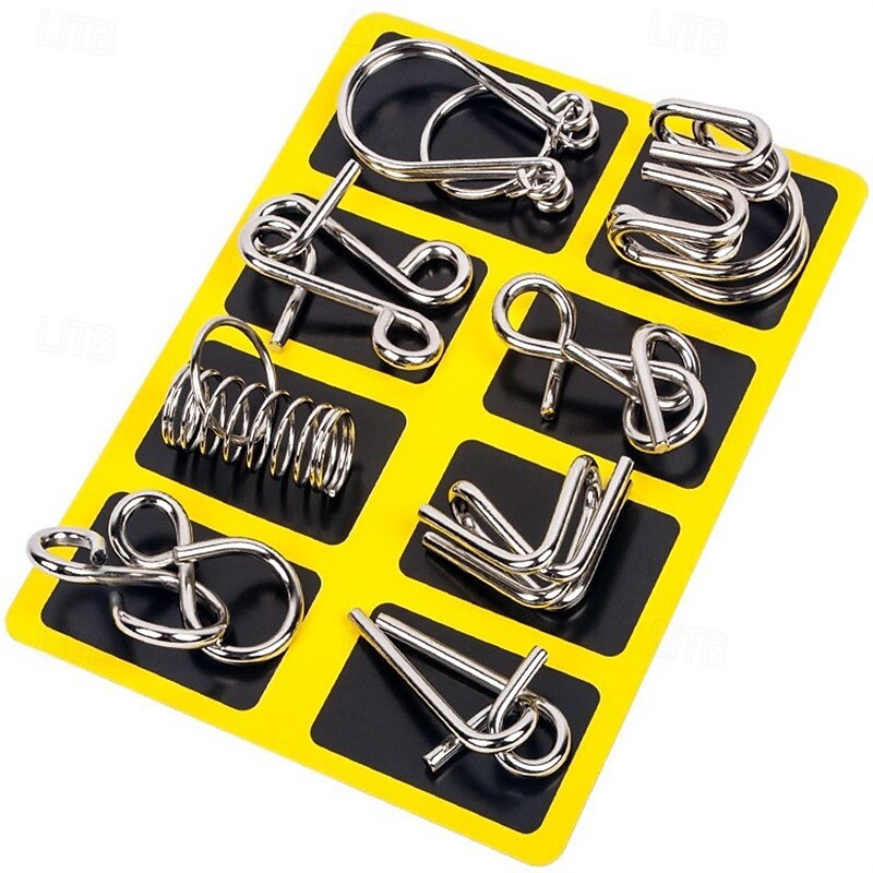 Metal Puzzle Game Set Educational Toy Game Unlock Iron Chain Toy Unlock Link Game Magic Toy Party Nine-Ring Puzzle Intelligence Buckle Lock Kongming Lock halloween christmas gift 2025 - $14.99 –P1