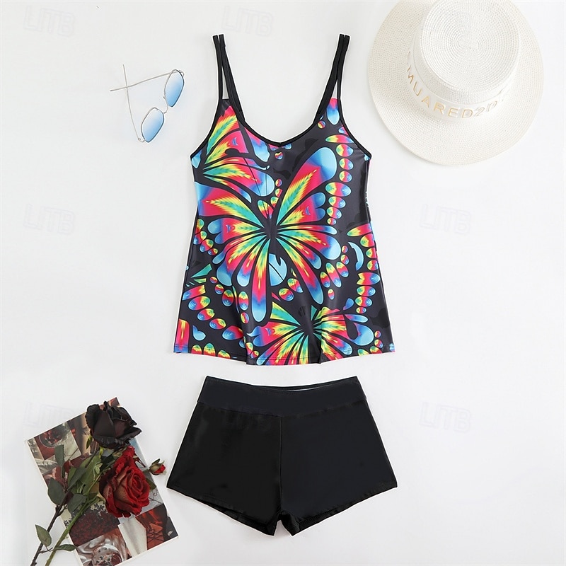 Dam Tankini Tvådelad baddräkt Brottarrygg Badkläder Badkläder Gul Blå Andningsfunktion Snabb tork Lättvikt Ärmlös - Simmning Surfing Strand Sommar Vår 2025 - $25.99 –P5