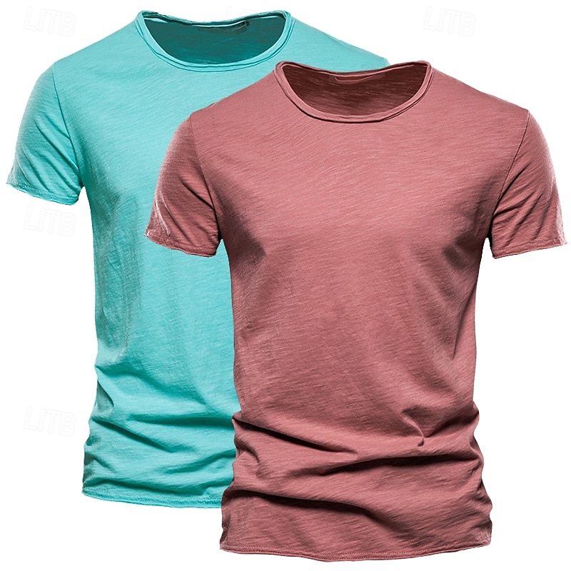 Homens Camiseta T-shirt Camiseta de bambu Manga Curta Gola Redonda Verão Tecido Moda Designer Básico Estilo Clássico Férias Rua Para Noite Preto+ Cáqui Branco+Verde Exército Azul+Caqui Top Tee para de 2025 por $27.99 –P10