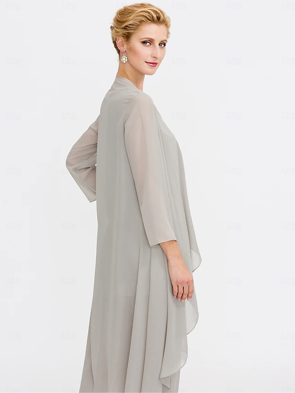 Kombinezon  Spodnium 3 Częściowe Teściowej Ślubne Gościń Elegancka Plus Size Zawiera Bateau Długość do Podłogi Chiffon Bez Rękawów Kurtka z Jednolitym Kolorem 2025 - $125.99 –P11