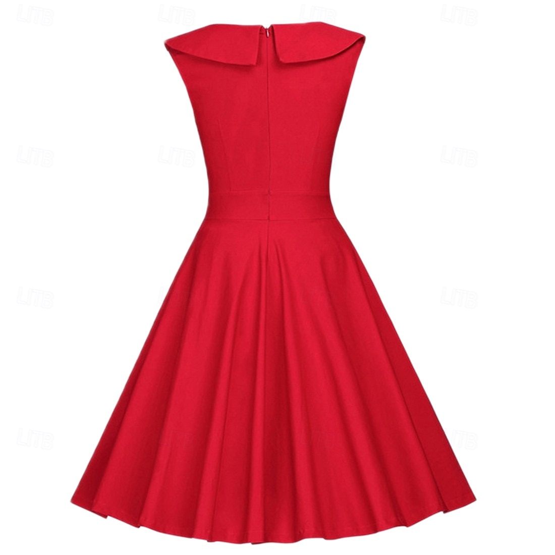 Mujer Vestido Midi Vestido vintage Elegante Ajuste regular Sin Mangas Cuello Barco Negro Rojo Azul Marino Verano Primavera 2025 - zł108.99 –P9