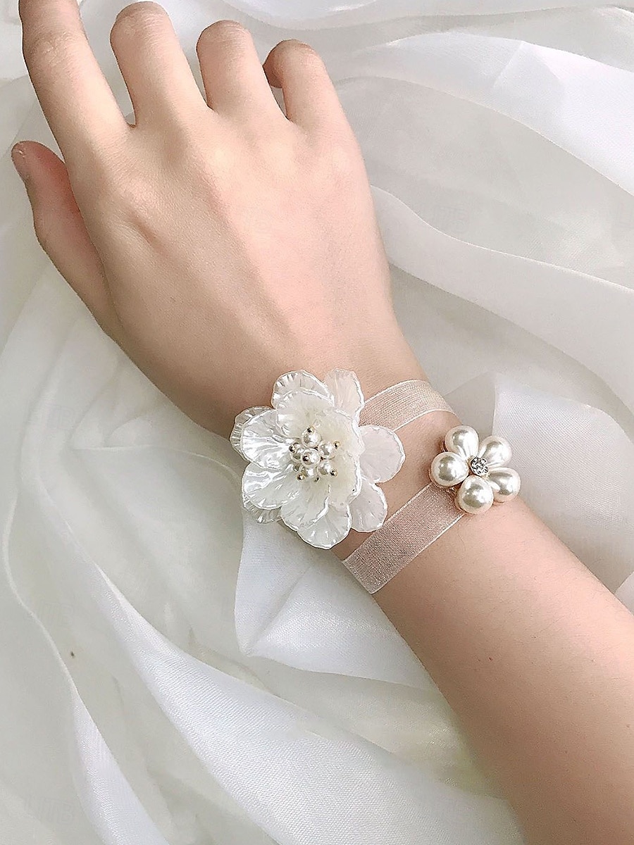 Bruiloft pols bloemen Pols Corsage Bruiloft / Evenement / Feest Stoffen Bloemenstijl 2025 - $3.49 -P4