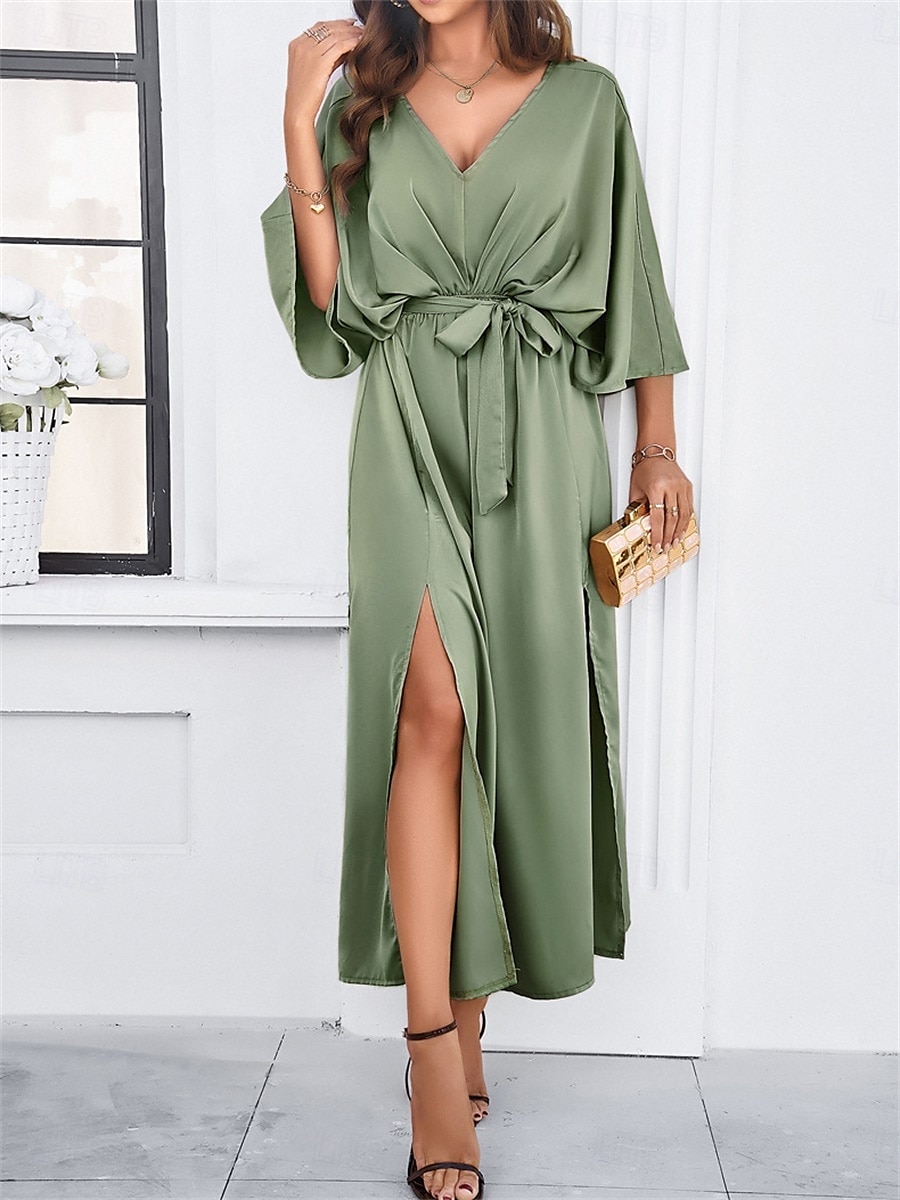 Rochie de absolvire pentru femei rochie maxi rochie de lucru rochie de petrecere casual formal manșon batwing vacanță formală petrecere regular fit grafic manșon scurt gât în V negru șampanie vin 2025 - $41.99 –P8