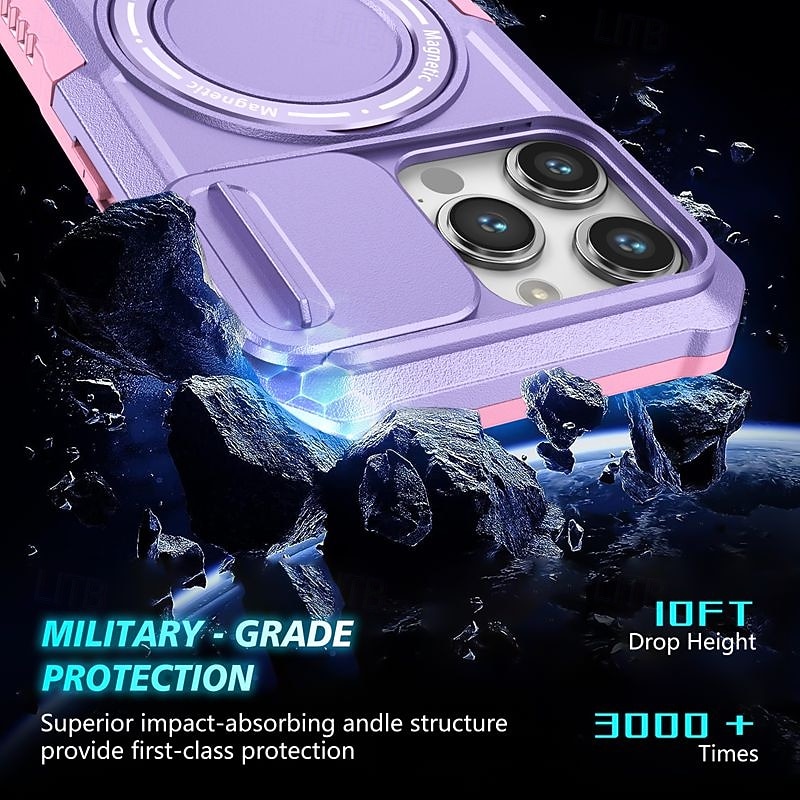 Phone Case For iPhone 16 15 14 Pro Max Plus 13 12 11 Pro Max Back Cover with Stand Holder Magnetic Support Wireless Charging Retro PC 2026 - $18.99 –P12
