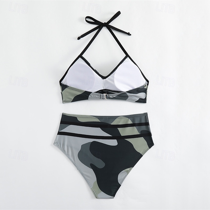Dam Tankini Tvådelad baddräkt Volang Badkläder Badkläder Blå Guld Andningsfunktion Snabb tork Lättvikt Ärmlös - Simmning Surfing Strand Sommar Vår 2025 - $21.99 –P7