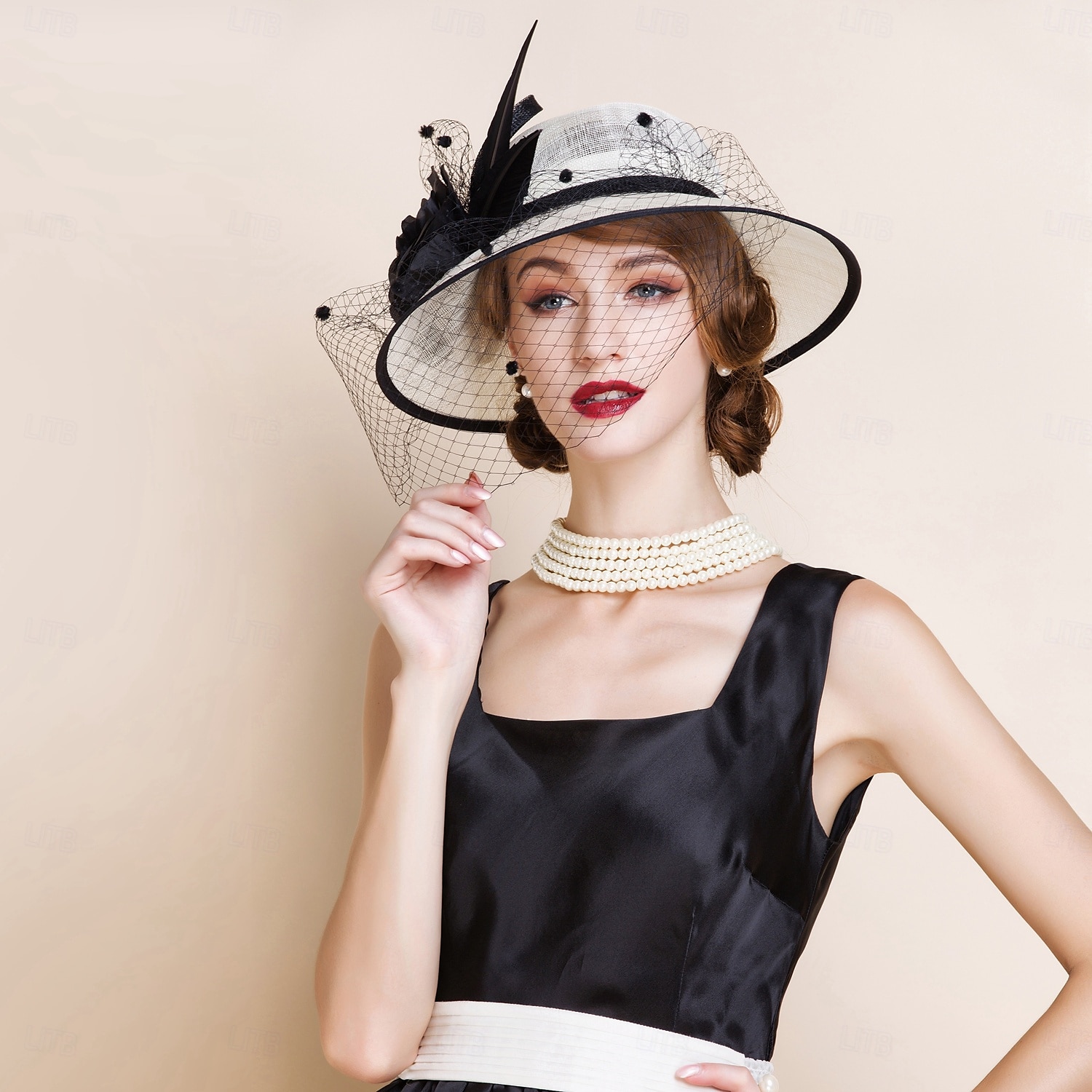 kapelusze lniany melonik / kapelusz typu cloche kapelusz wiaderkowy kapelusz przeciwsłoneczny wesele przyjęcie herbaciane eleganckie wesele z piórkowym łączeniem nakrycie głowy nakrycie głowy 2025 - $55.99 –P8
