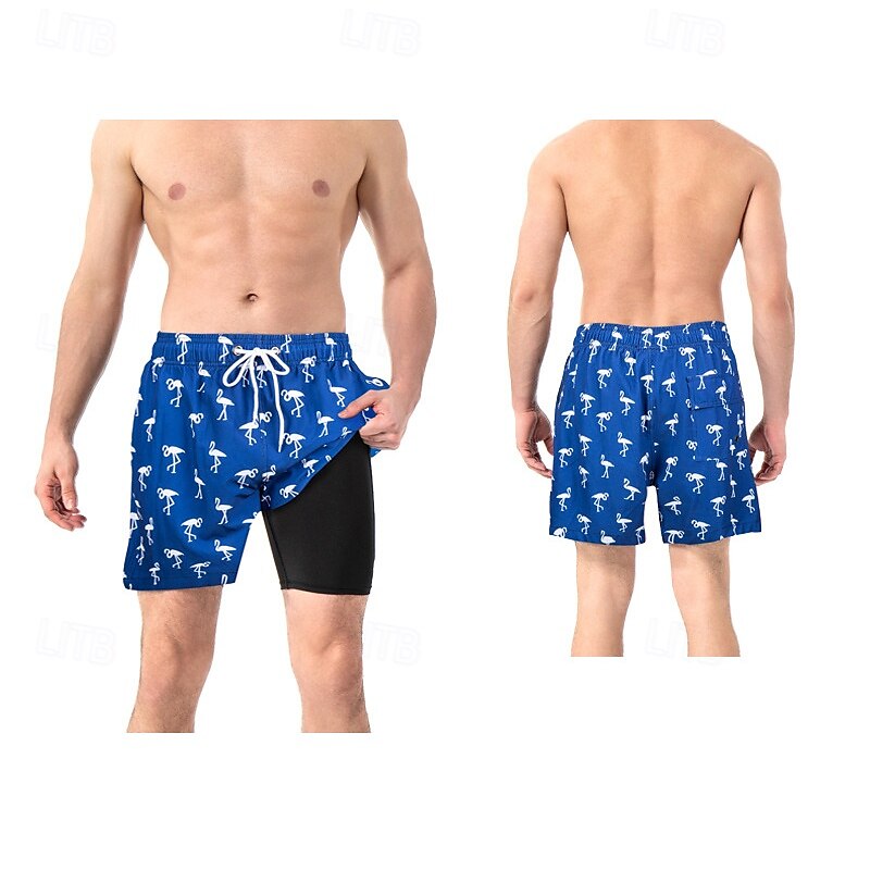 Men's Swim Trunks Swim Shorts Board Shorts Bottoms Drawstring 2 in 1 with Pockets Swimming Surfing Beach Water Sports Printed Summer Spring 2025 - $26.99 –P13