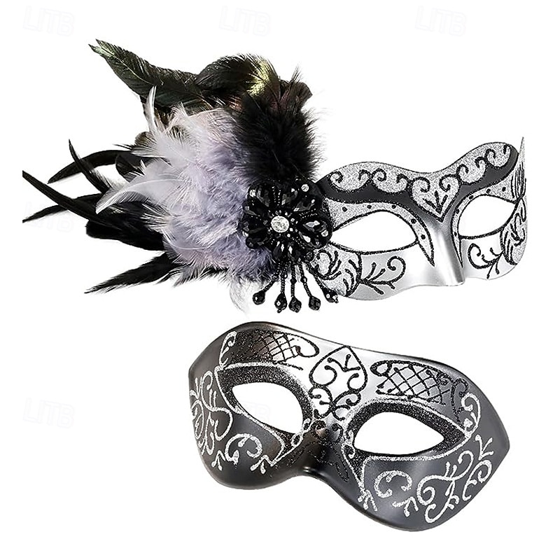 Karnevalsmaske Venezianische Maske Columbina Erwachsene Herren Damen Halbes Gesicht Party Maskerade Karneval von Venedig Karneval Einfaches Karnevalskostüm 2025 - $32.99 –P6