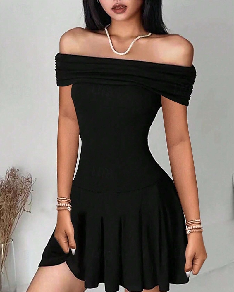 Damskie Sukienka mini Czarna sukienka Sukienka na studniówkę Codzienne sukienki Sukienka koktajlowa Moda Na zewnątrz Impreza Święto Regularny Równina Bez rękawów Z odsłoniętymi ramionami Czarny Lato 2025 - $23.39 –P1