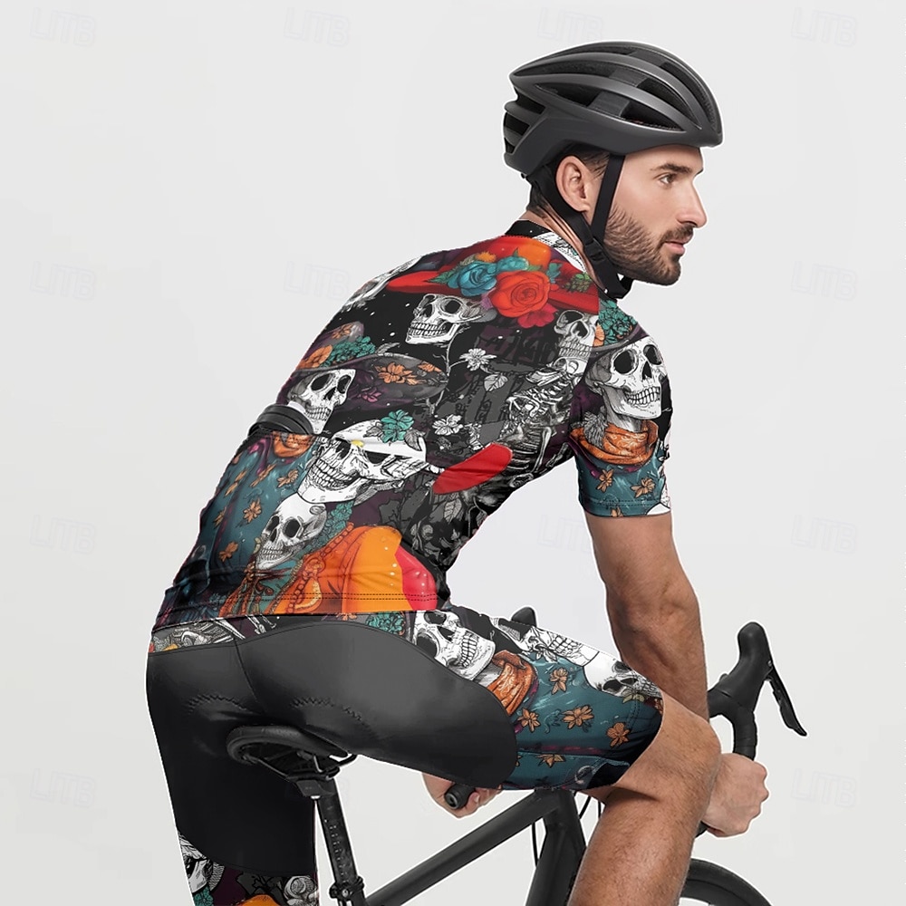 Per uomo Maglia da Ciclismo Teschio Manica Corta Bicicletta Maglietta Maglia con 3 tasche posteriori Mountain Bike MTB Asciugatura Rapida Design Anatomico Assorbente Traspirante Gli sport Nero Viola del 2025 a $25.99 –P9