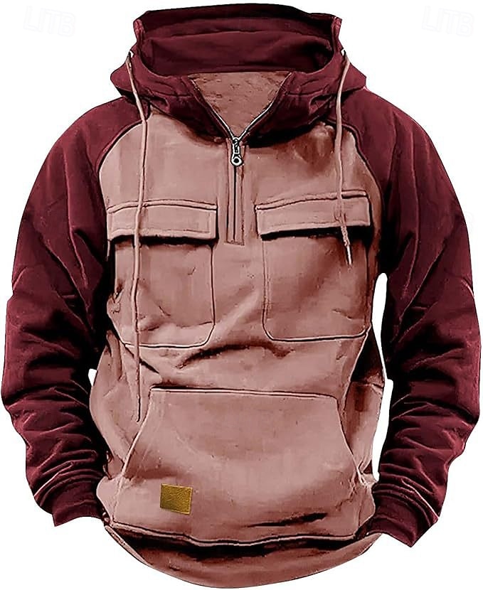 Hombre Sudadera Sudadera con capucha y cremallera de un cuarto Sudadera táctica con capucha Negro Rosa Vino Verde Ejército Azul Piscina Con Capucha Bloque de color Plano Retazos Bolsillo Deporte 2025 - $29.99 –P3