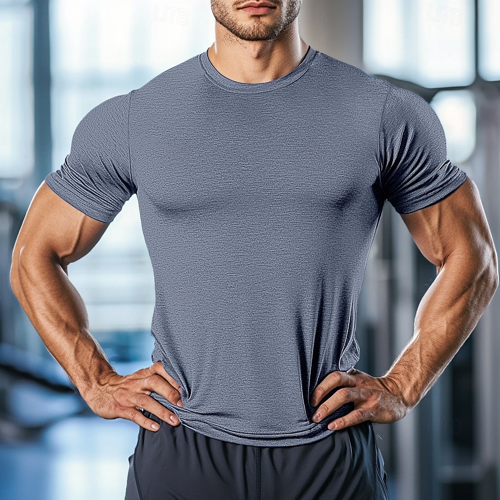 Herren T Shirt T-Shirt Kurze Ärmel Rundhalsausschnitt Sommer Einfach Mode Basic Sportlich Fitness Basketball Laufen Dunkelgrau Schwarz Weiß Top T-Shirt für Herren 2025 - $12.99 –P7