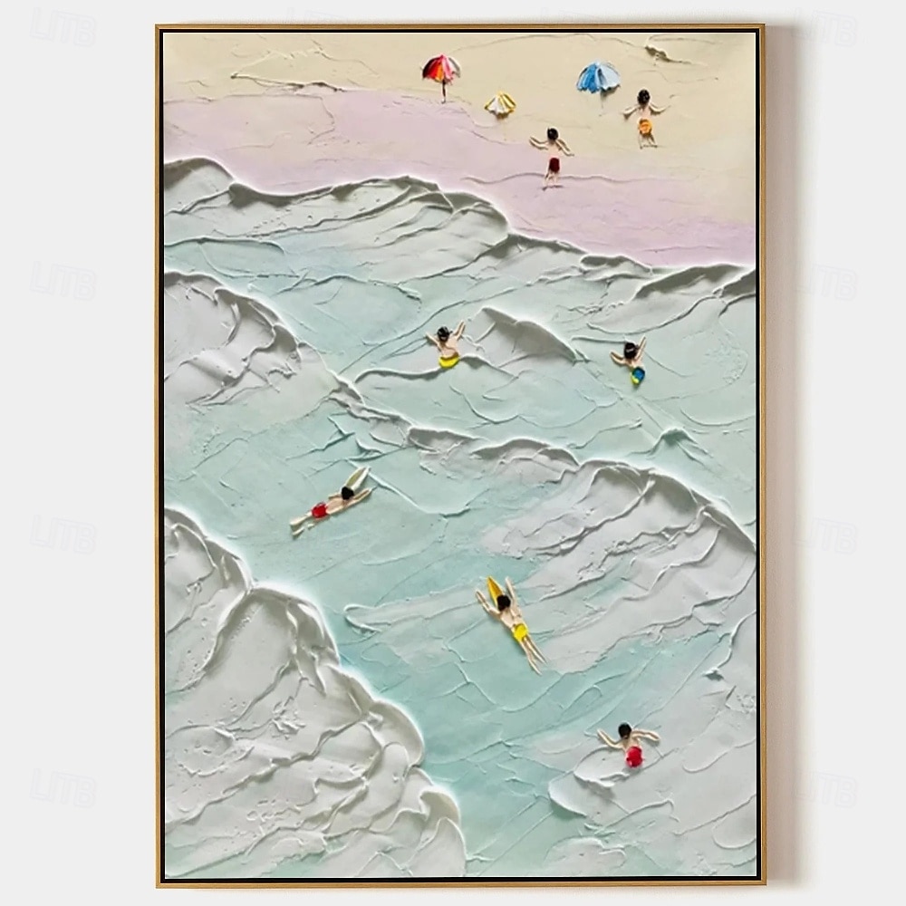 Peinture à l'huile sur toile de paysage marin peint à la main, peinture à l'huile côtière, art mural fait à la main, peinture abstraite de paysage marin de plage sur toile, salon, immense peinture à de 2025 ? $116.99 –P5