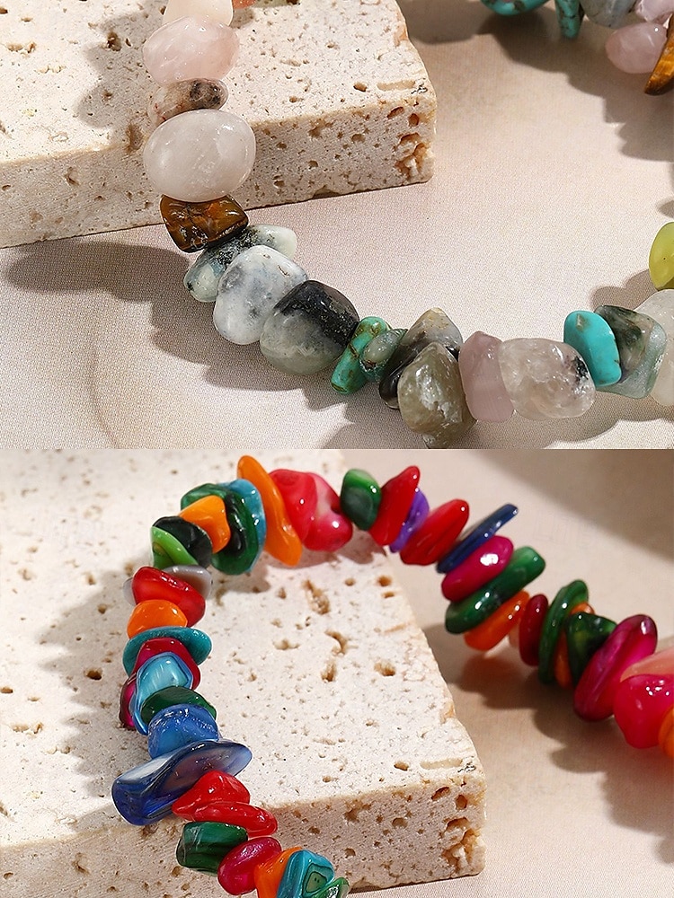ametystový křišťálový náhrdelník pro ženy přírodní kámen, surové čipové korálky, boho chic styl ideální pro každodenní nošení, duchovní a léčivé šperky 2025 - $9.99 –P8