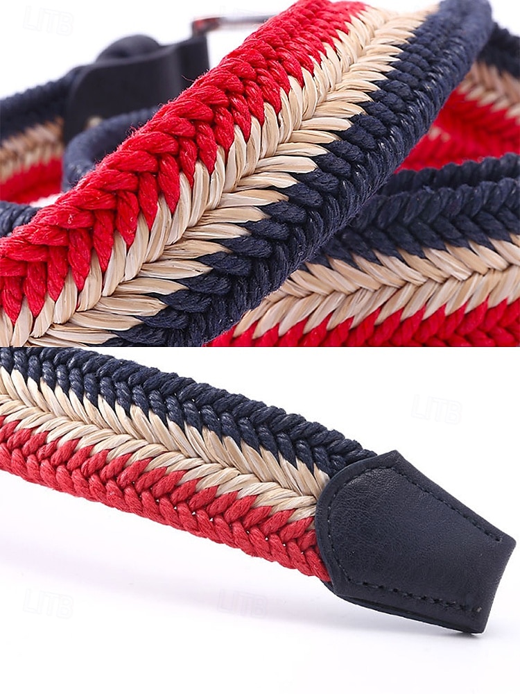 Men's Woven Braided Belt – Stylish and Durable Blue and Beige Design with Leather Accents, Adjustable and Comfortable for Casual or Formal Occasions 2025 - $18.99 –P6