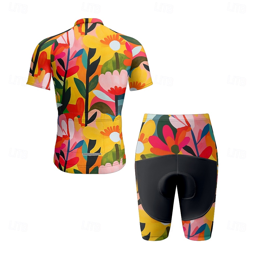 Men's Cycling Jersey with Shorts Floral Botanical Short Sleeve Bike Clothing Suit with 3 Rear Pockets Mountain Bike MTB Road Bike Cycling Front Zipper Sweat wicking Comfortable Breathable Sports 2025 - $47.99 –P15