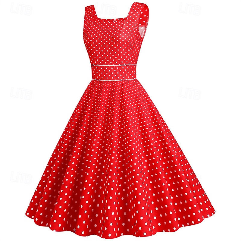 Retró 1950-es Rockabilly Ruhák Swing ruha Pöttyös Női Farsang Álarcos mulatság Hétköznapi viselet Lánybúcsú Felnőttek Ruha Hazatérő ruhák 2025 - $23.99 –P14