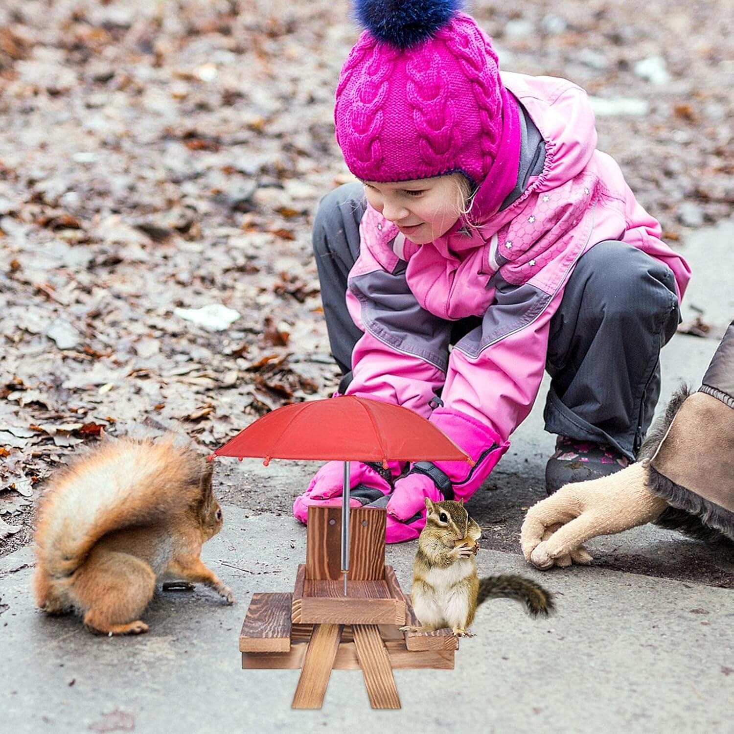 krmítko na piknikový stůl pro veverky krmítko pro ptáky krmítko pro veverky s deštníkem venkovní krmítko pro veverky, dárek pro milovníky veverek a chipmunků (včetně shichangda 2025 - $16.99 –P8
