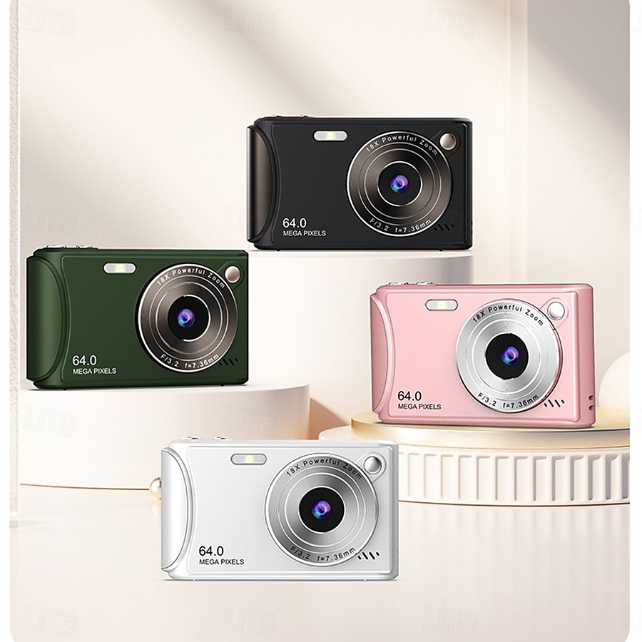 Cámara de vídeo digital compacta de bolsillo para cine, con enfoque automático, 64 MP, 4K, detección de rostros, zoom de 18x de 2,4 pulgadas, batería recargable de 650 mAh 2025 - $76.99 –P1