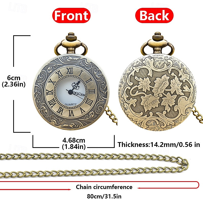 Bronze Vintage Necklace Pocket Watch Roman Memorial Large Open-fronted Chatelaine Quartz Pocket Watch Top Hanging Watch 2026 - $17.99 –P10