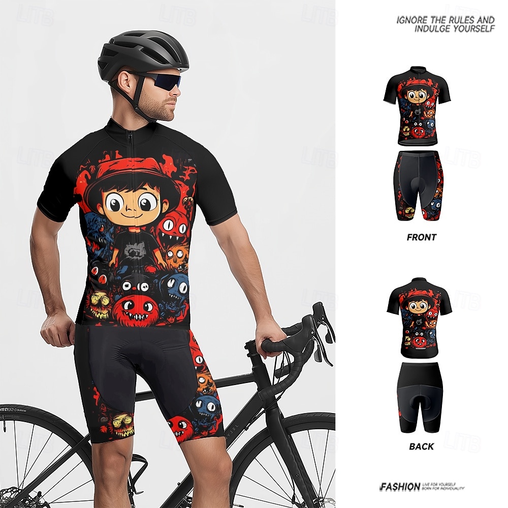 Муж. Велокофты и велошорты Мультипликация С короткими рукавами Велоспорт Наборы одежды с 3 задними карманами Горные велосипеды Шоссейные велосипеды 2025 - $47.99 –P14