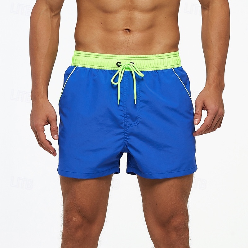 Homens Calção Justo de Natação Shorts de Natação Bermuda de Surf Calças Com Cordão Com bolsos Natação Surfe Praia Esportes Aquáticos Retalhos Cor Sólida Verão Primavera de 2025 por $25.99 –P2