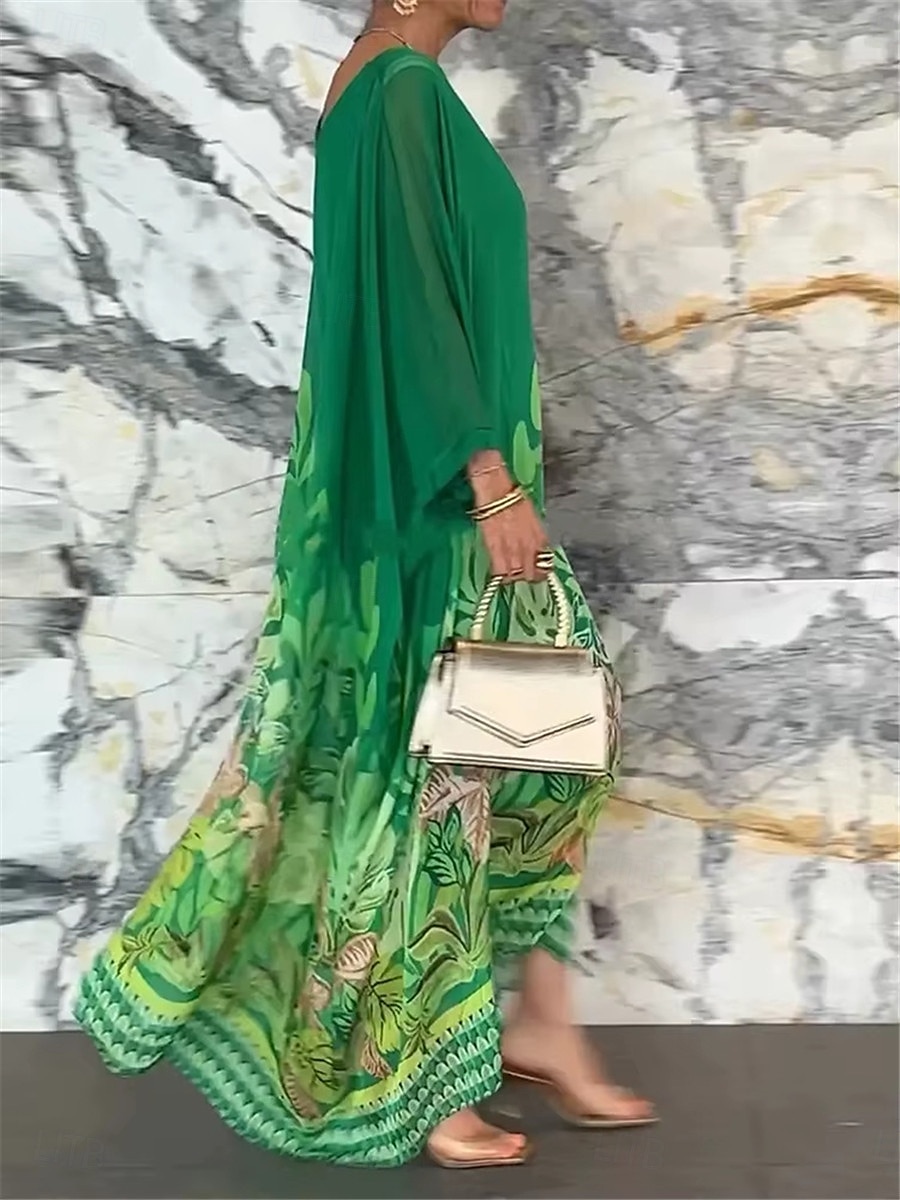Damen Maxidress Casual kleid Stilvoll Brautkleider schlicht Urlaub Täglich Regular Fit Blumen Langarm Rundhalsausschnitt Weiß Gelb Purpur Grün Sommer Frühling 2026 - $28.99 –P2