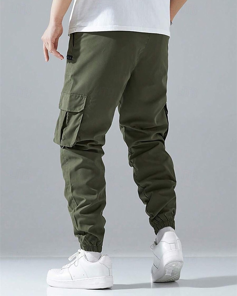 Men's Cargo Pants Joggers Trousers Elastic Waist Multi Pocket Plain Wearable Daily Outdoor Casual Black Light Grey 2026 - $30.99 –P8
