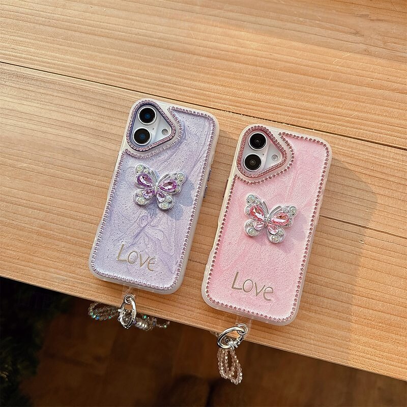 Phone Case For iPhone 16 iPhone 16 Pro iPhone 16 Pro Max iPhone 15 iPhone 15 Pro Max iPhone 14 Pro Max iPhone 13 12 Pro Max Back Cover with Wrist Strap Bling Glitter Shiny Shockproof Retro Silicone 2025 - $19.99 –P3