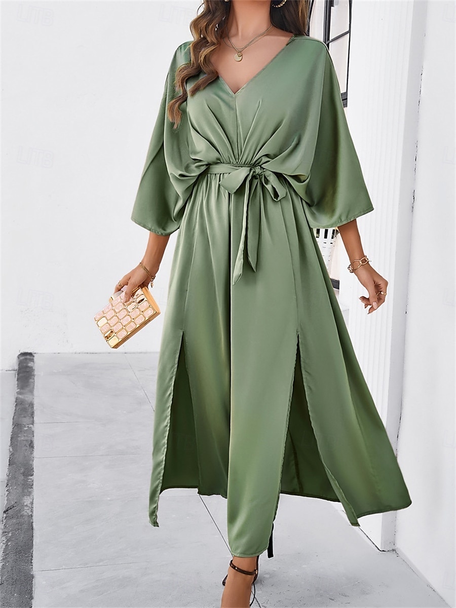 Rochie de absolvire pentru femei rochie maxi rochie de lucru rochie de petrecere casual formal manșon batwing vacanță formală petrecere regular fit grafic manșon scurt gât în V negru șampanie vin 2025 - $41.99 –P11