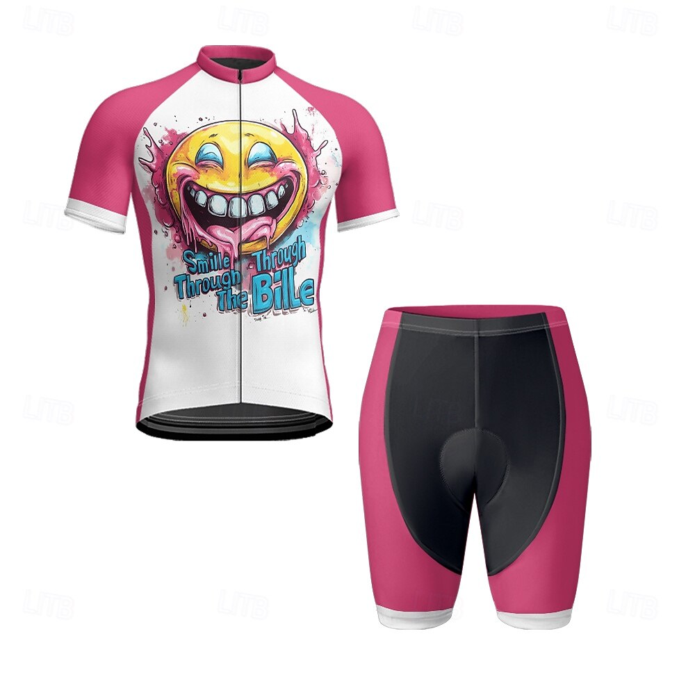 Voor heren Wielrenshirt met shorts Korte mouw Bergracen Wegwielrennen Fuchsia Rode roos Grafisch Fietsen Spandex Sport Grafisch Letter en nummer Kleding 2025 - $47.99 –P19