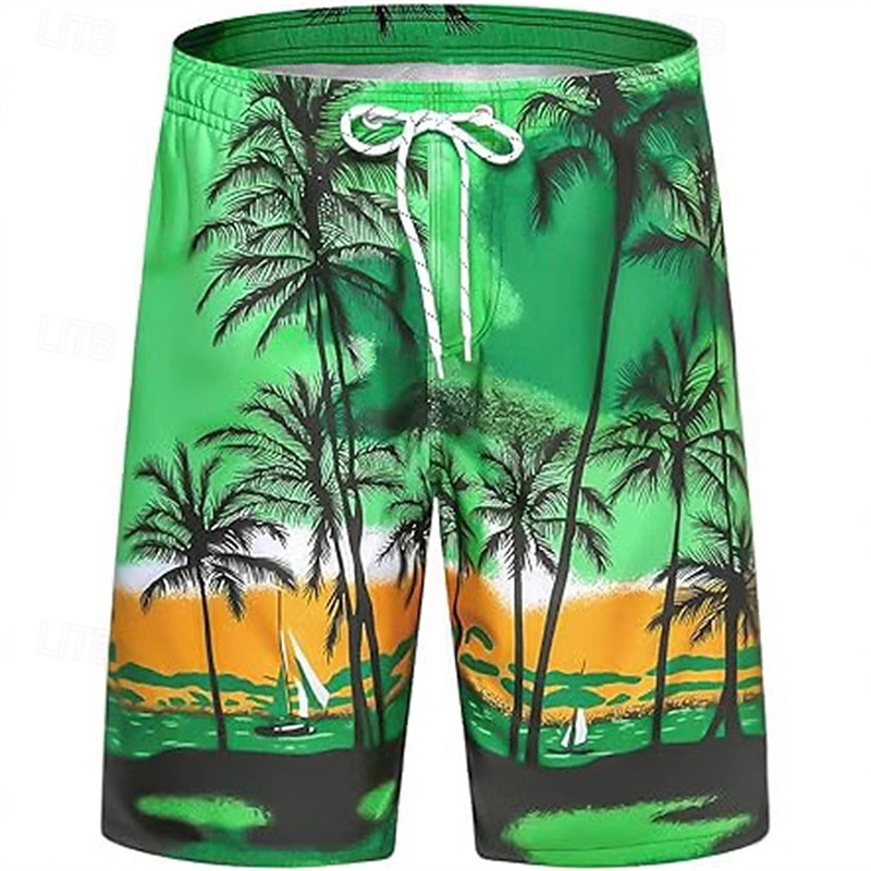Homens Calção Justo de Natação Shorts de Natação Tecido elástico de 4 vias Bermuda de Surf Calças Com Cordão Com bolsos Natação Surfe Praia Esportes Aquáticos Tropical Estampado Verão Primavera de 2025 por $12.99 –P2