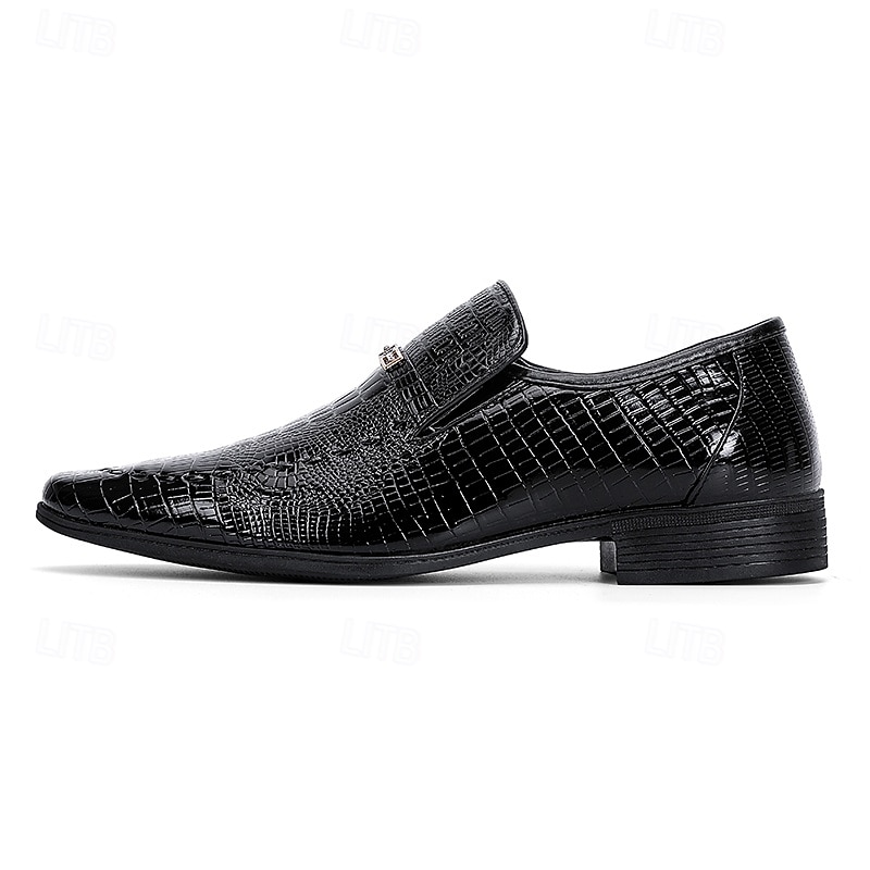 mocassins masculinos com padrão de crocodilo bordô – sapatos formais elegantes e sem cadarço com detalhes em metal para ocasiões de negócios e formais de 2026 por $54.99 –P4