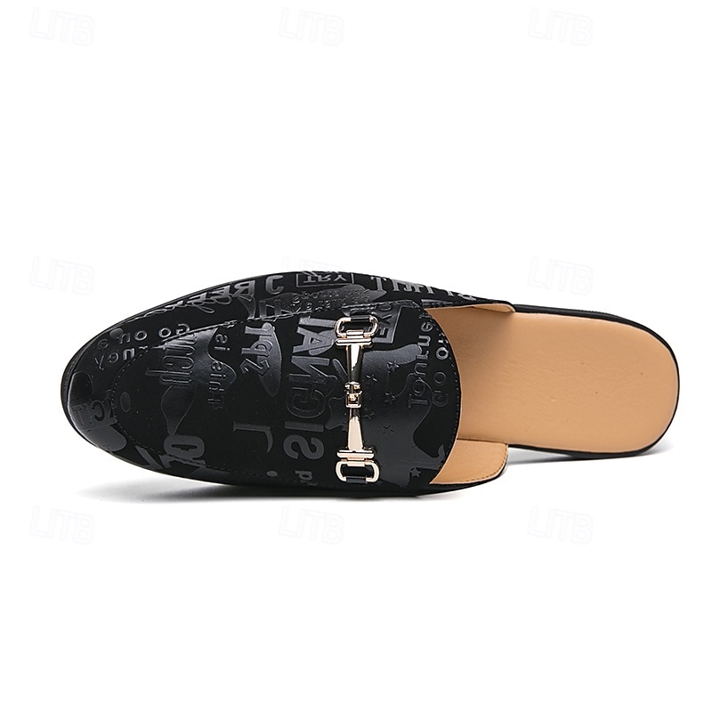 Mules de moda para hombre sin cordones con diseño gráfico, correa ajustable y plantilla cómoda para uso casual y diario. 2025 - $42.99 –P5
