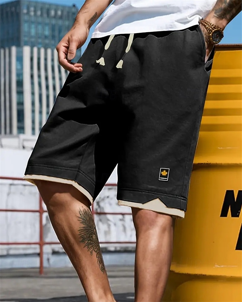 Per uomo Pantaloncini Pantaloncini estivi Pantaloncini casual Tasche A cordoncino Vita elastica Collage Comfort Traspirante Breve Esterno Da mare Sport Informale Nero Blu del 2026 a $12.49 –P9