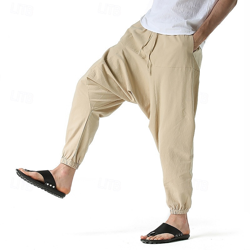 Hombre Persona que practica jogging Pantalones de algodón Pantalones Pantalones de playa Pantalones Harem Bolsillo Correa Cintura elástica Plano Comodidad Transpirable Vacaciones Diario Festivos 2025 - $23.99 –P14
