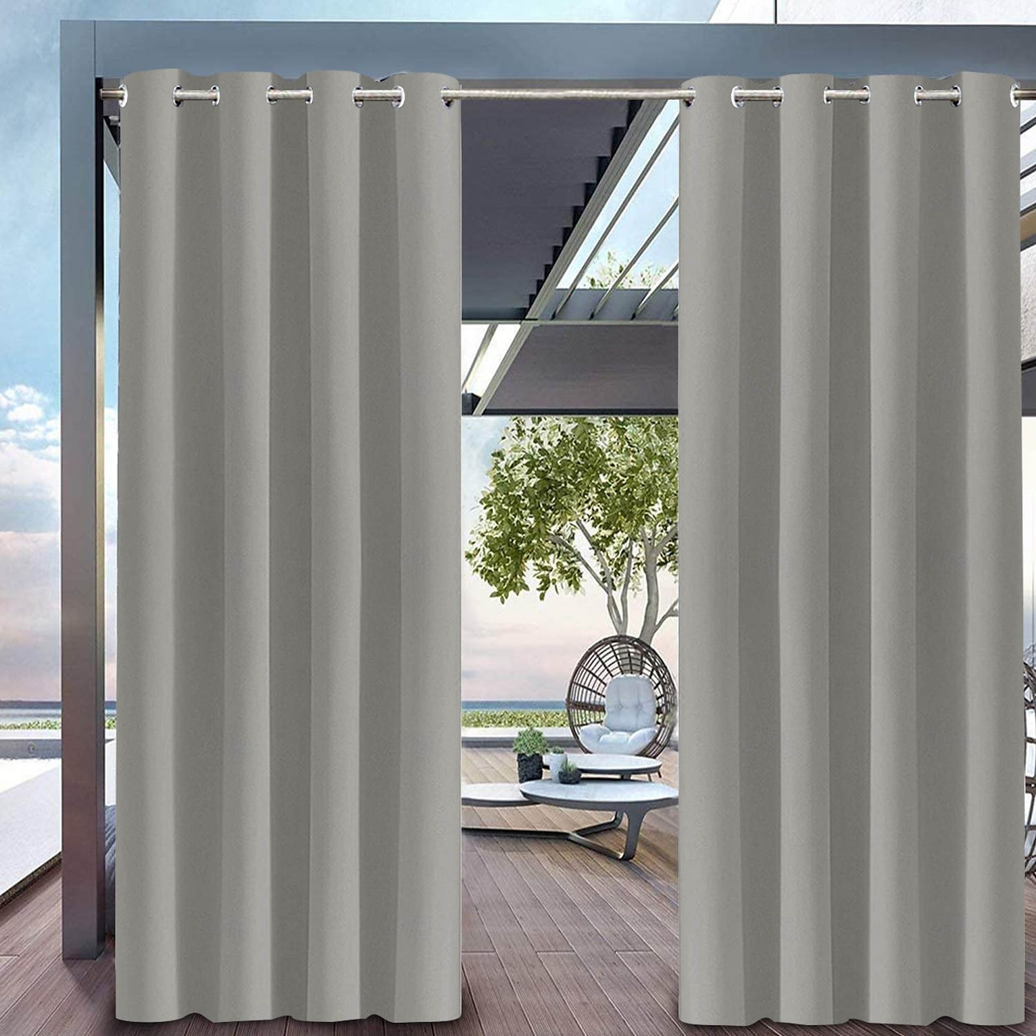 Vodotěsná venkovní závěsová ochrana soukromí skládací patrové závěsy farmářského stylu pergolové závěsy s okem pro altán balkon verandu večírek hotel 1 panel 2025 - $31.99 –P3