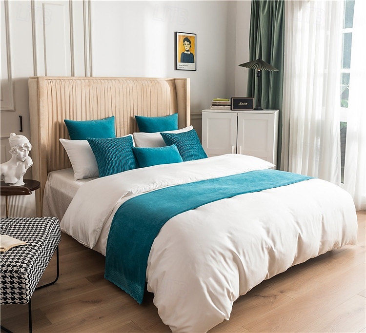 Sänglöpare sängsjaal sammet dekorativ sängsjaal för hem hotell sängöverdrag sjalar skydd modern solid sänglöpare för foten av säng hem sovrum sängklädesdekoration 2025 - $13.99 –P11
