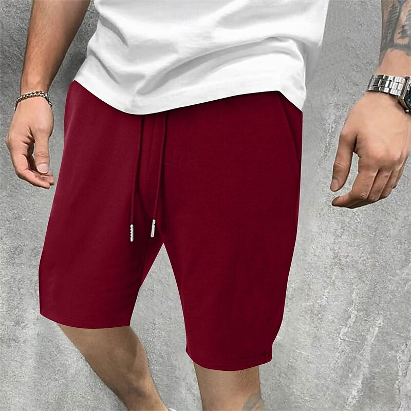 Men's Sweat Shorts Summer Shorts Casual Shorts Pocket Drawstring Elastic Waist Plain Comfort Short Party Daily Fashion Classic Style White Wine Micro-elastic 2025 - $17.99 –P13
