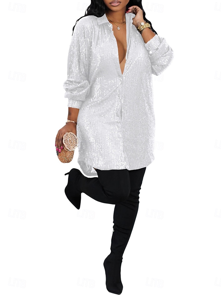 Pentru femei Rochie Lunga Rochie Maxi Rochii Tip Cămașă De Bază Casual Vacanță Zilnic Fit regulat Simplu Manșon Lung Rever Negru Alb Roșu-aprins Albastru piscină Primăvară Toamnă 2025 - $31.99 –P1