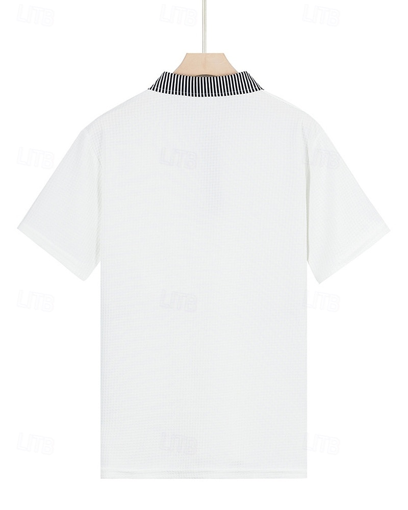 Per uomo Camicia da golf Golf Polo da golf Ufficio Informale Bavero Manica corta Essenziale Moderno Color Block Collage Bottoni Estate Primavera Standard Bianco Blu marino Azzurro cielo Cachi Camicia del 2025 a $18.99 –P3