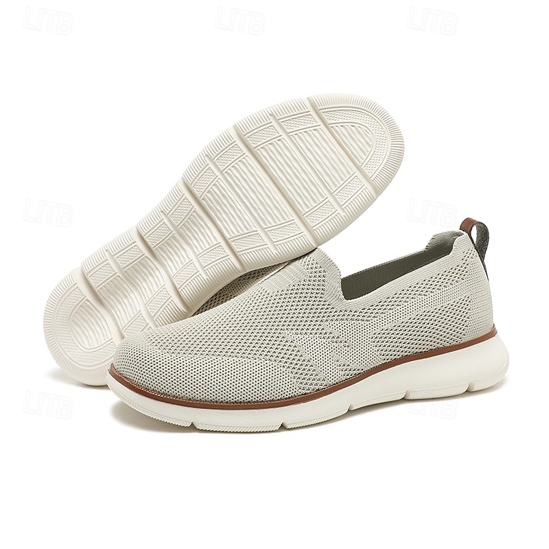 slip-on strikkede joggesko for menn, pustende mesh-overdel med komfortabel passform, uformelle lette sko for hverdags- og utendørsaktiviteter 2025 - $42.99 –P1